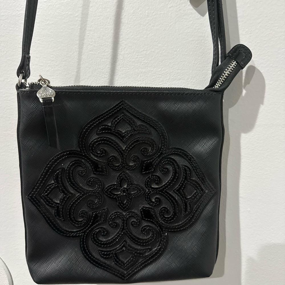Brighton‎ Leather Coated Canvas Casablanca Kenna Medallion Messenger Bag Purse A